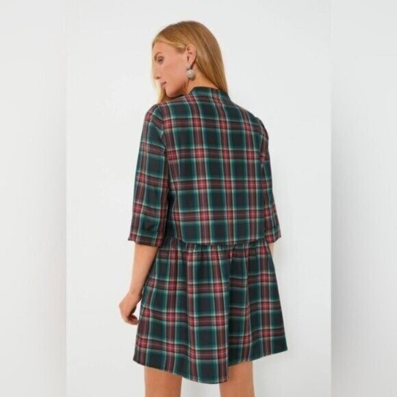 Tuckernuck | NEW Festive Plaid Tartan Royal Shirt Mini Dress Size M - Picture 4 of 15